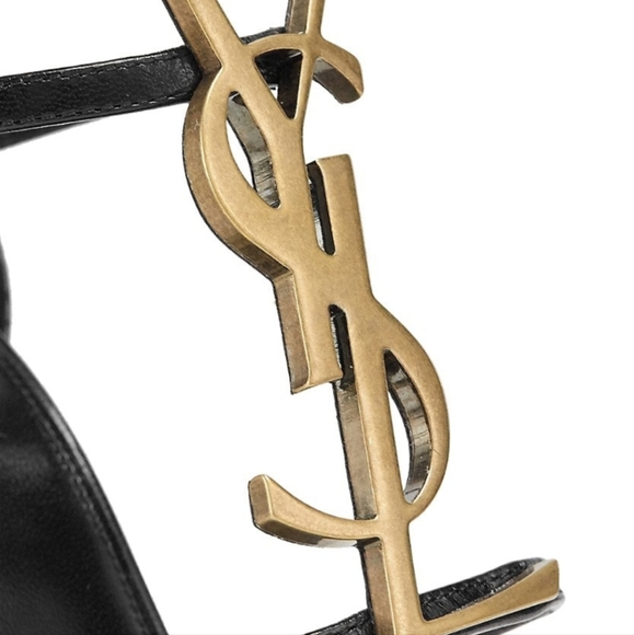 Saint Laurent YSL Black Leather Sandal - Picture 3 of 7